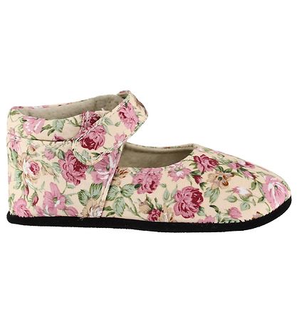 Fuzzies Ballerina Hausschuhe - Pink - Puder m. Blumen