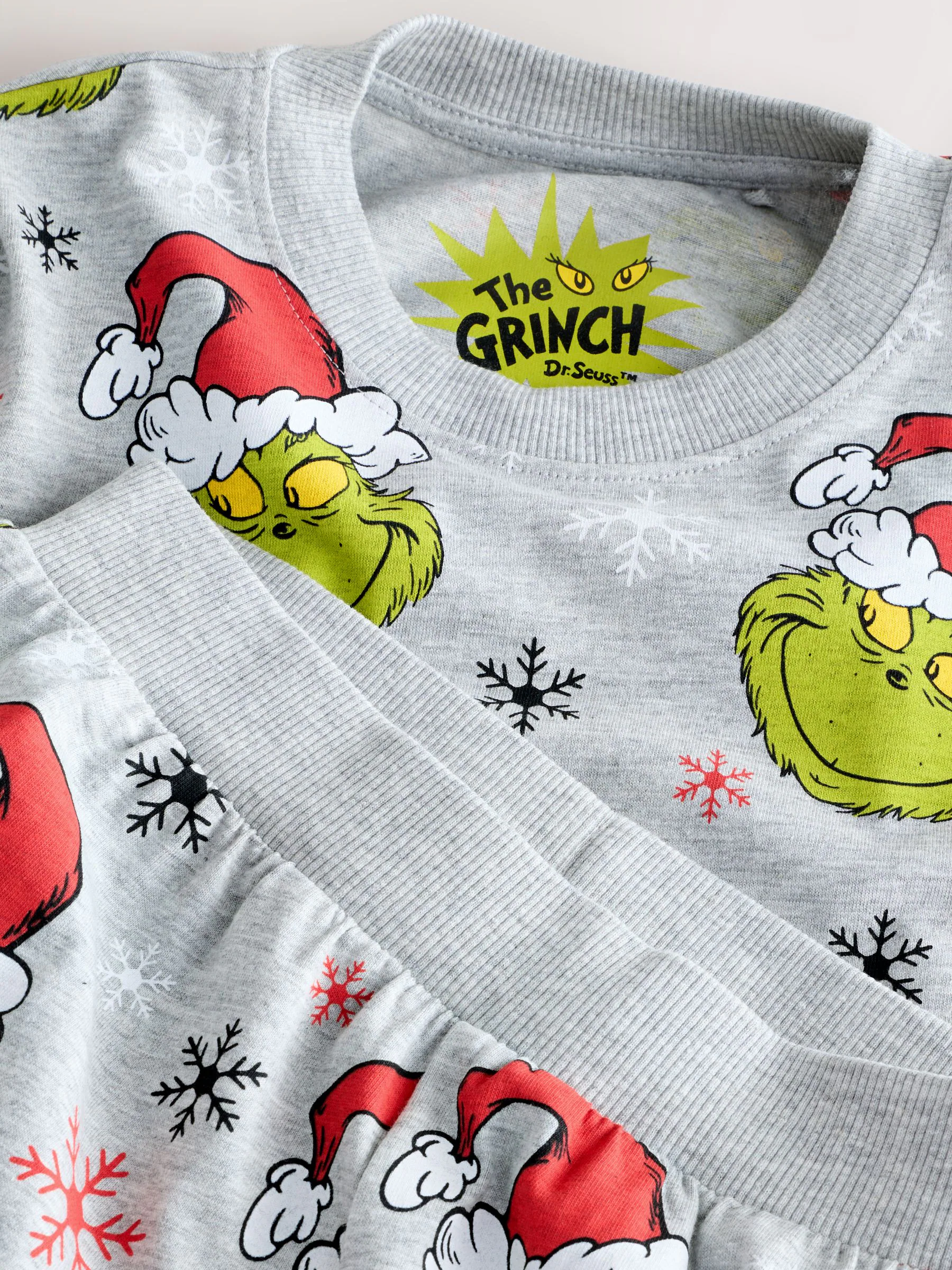 Groen/grijs Grinch - Kerstpyjama met enkele joggingbroek (3-16jr)
