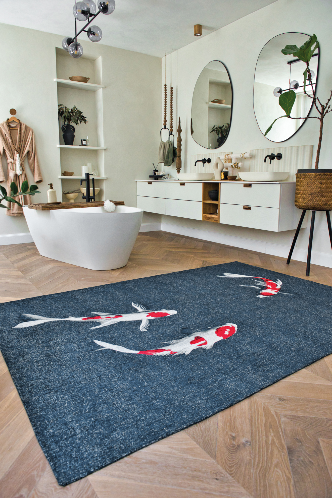 Ecorugs vloerkleed Koi multicolor blauw ∅ 240 cm
