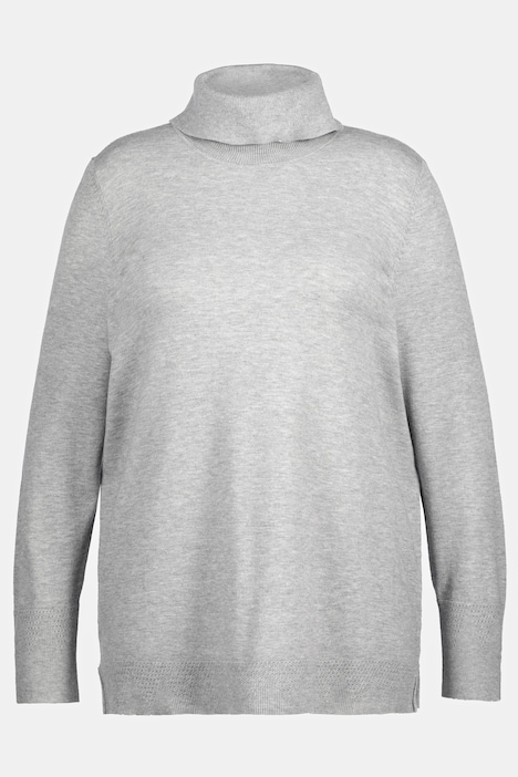 Rollkragenpullover, breite Rippbündchen, Langarm