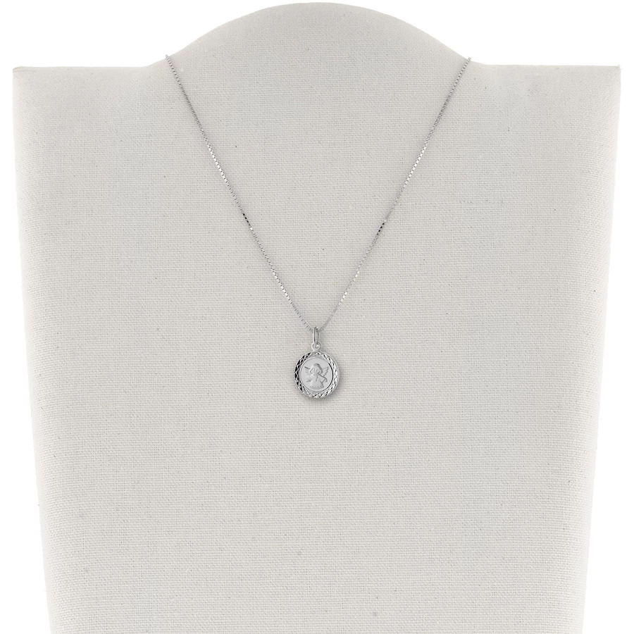 trendor 75326-V Engel-Anhänger für Kinder Weißgold 585 (14 Kt) mit Silberkette silver