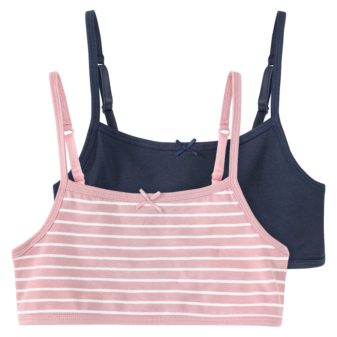Famy 2 Mädchen Bustiers aus Bio-Baumwolle rosa / dunkelblau