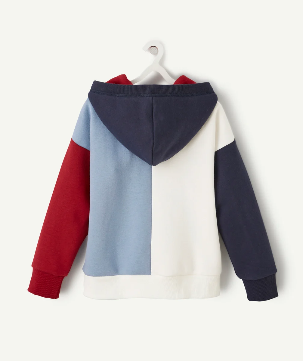 SWEAT À CAPUCHE GARÇON EN FIBRES RECYCLÉES COLORBLOCK VERTICAL