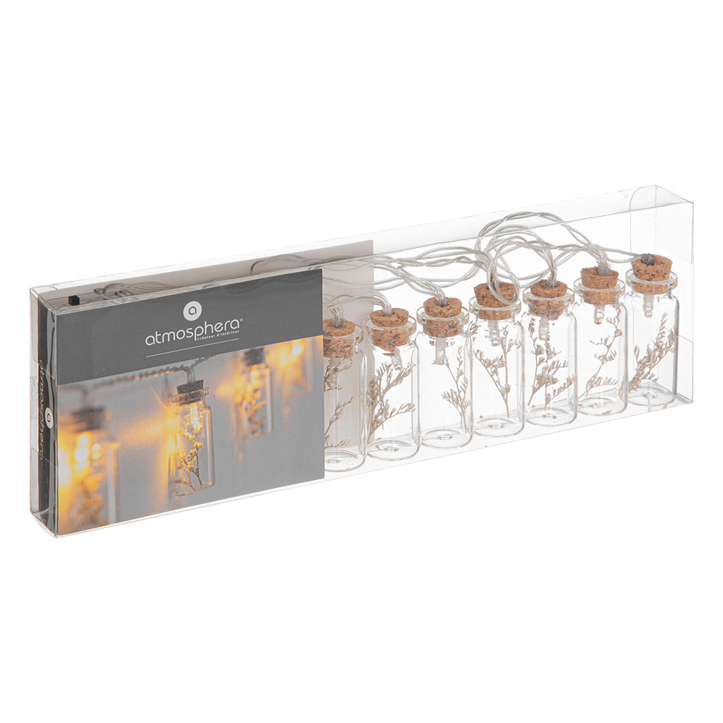 Guirlande led fleurs séchés naturelles bocaux verre 165cm