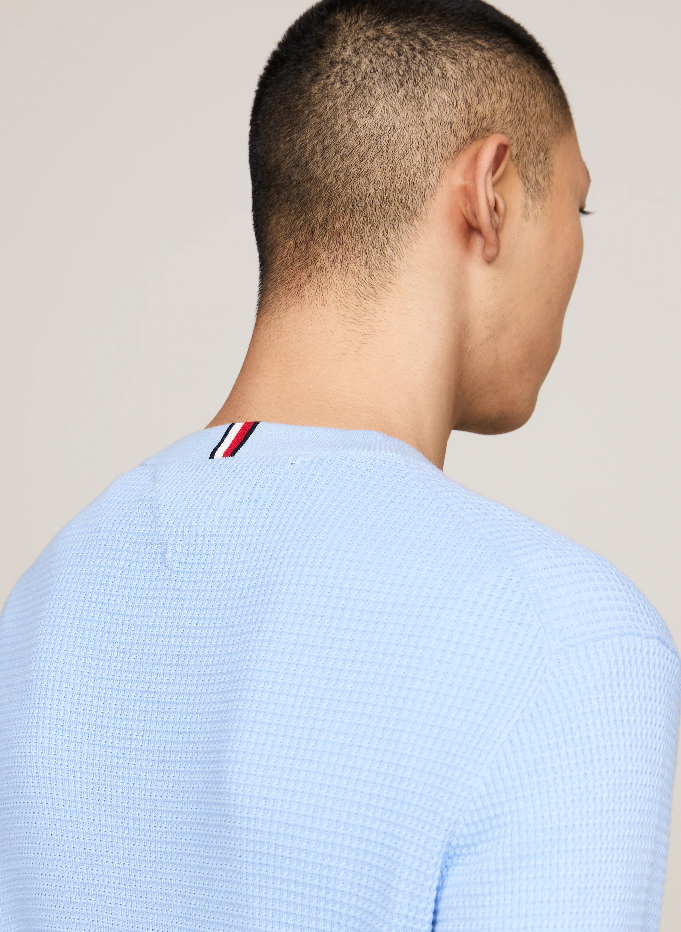 Pull col rond en coton organique | Bleu