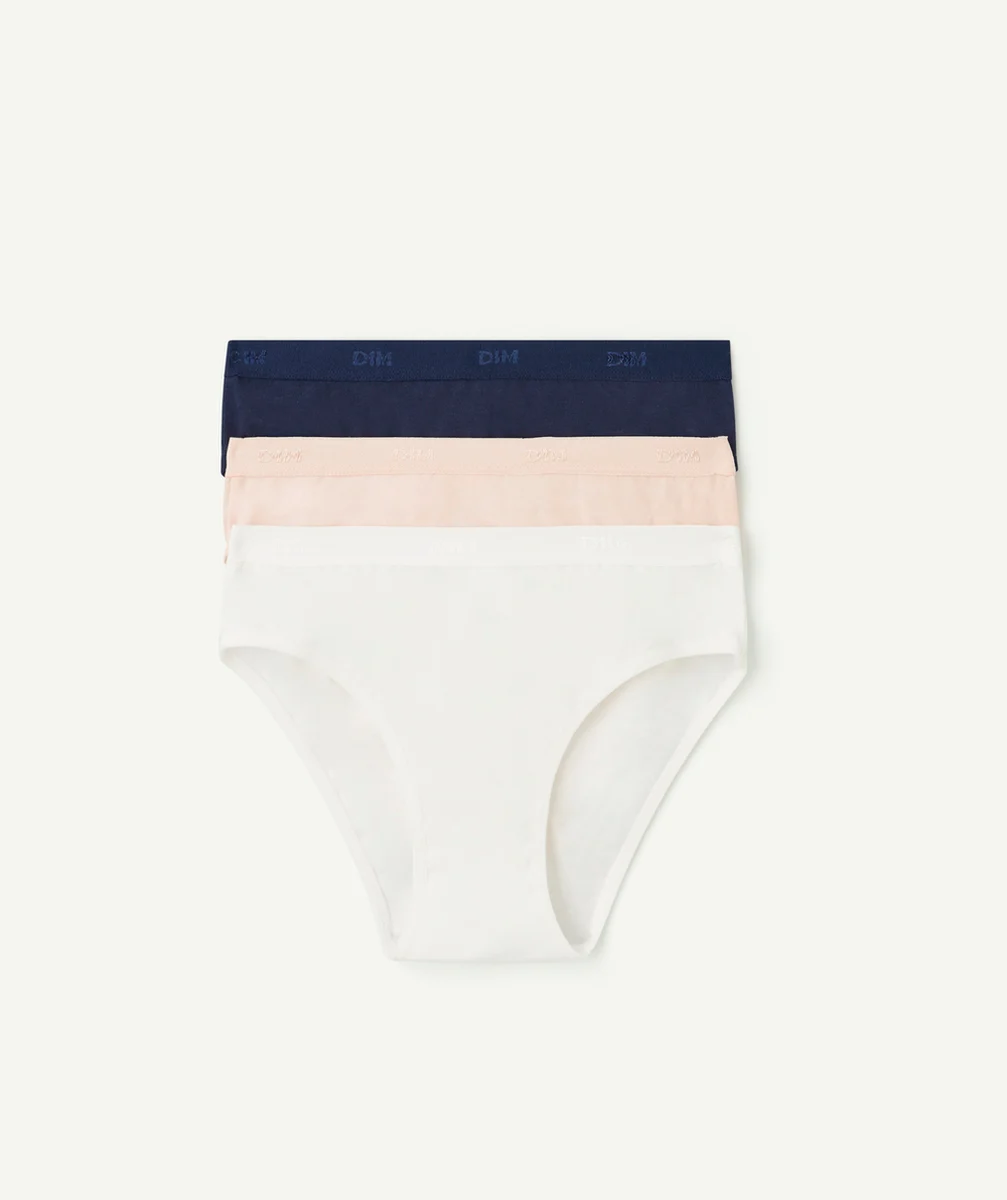 DIMLOT DE 3 CULOTTES LES POCKETS BLANCHE MARINE ET ROSE