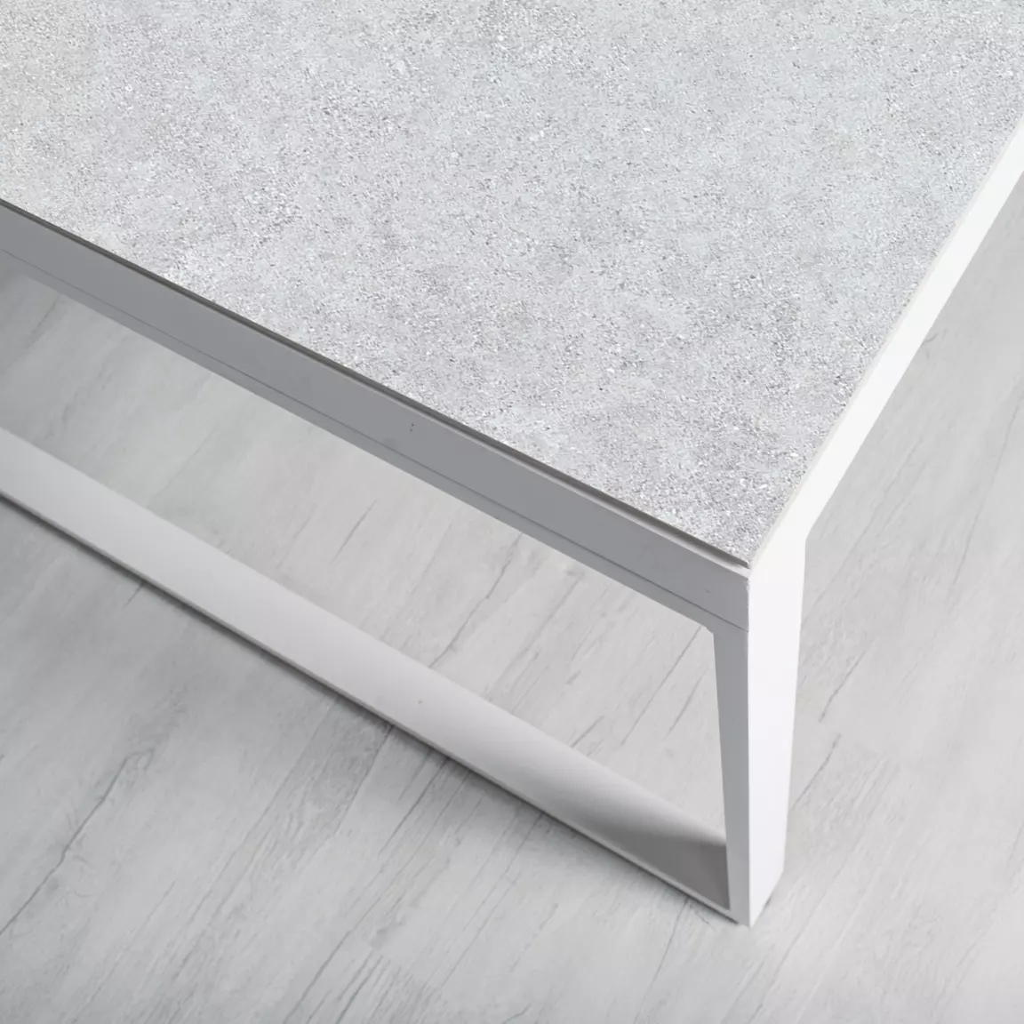 Table de jardin en aluminium et céramique 12 places (260 x 120 cm) Kore Blanc et gris clair