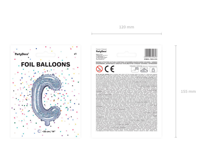 Folie Ballon Letter C Holografisch Leeg 35cm