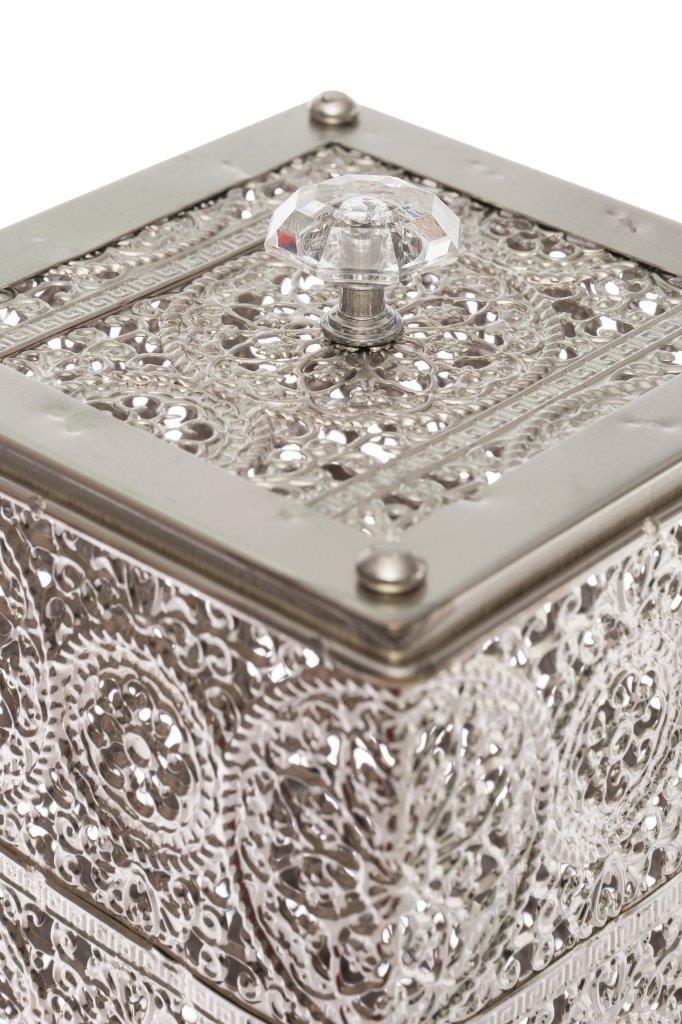 Aufbewahrungsbox KELIA - silber - Metall - 28 cm