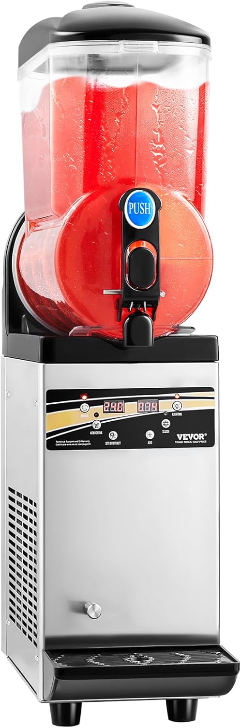 VEVOR kommerzieller Frozen Drink Maker, 15 L Slush-Maschine 60 Tassen Margarita-Smoothie-Maschine aus Edelstahl, Slush-Maker für Zuhause Partys Restaurants Cafés Bars