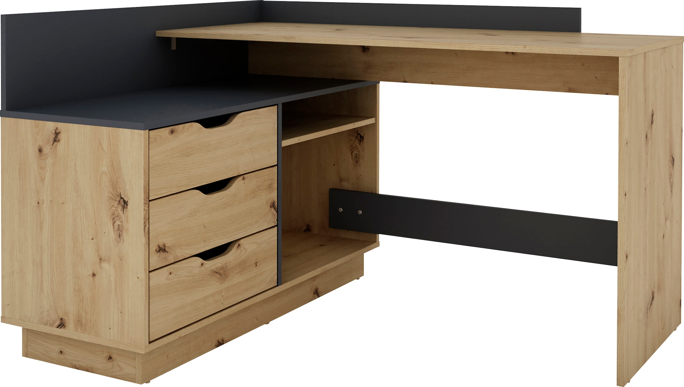 byLIVING Eckschreibtisch »Bern« mit viel Stauraum, Breite 129 cm, rechts oder links montierbar