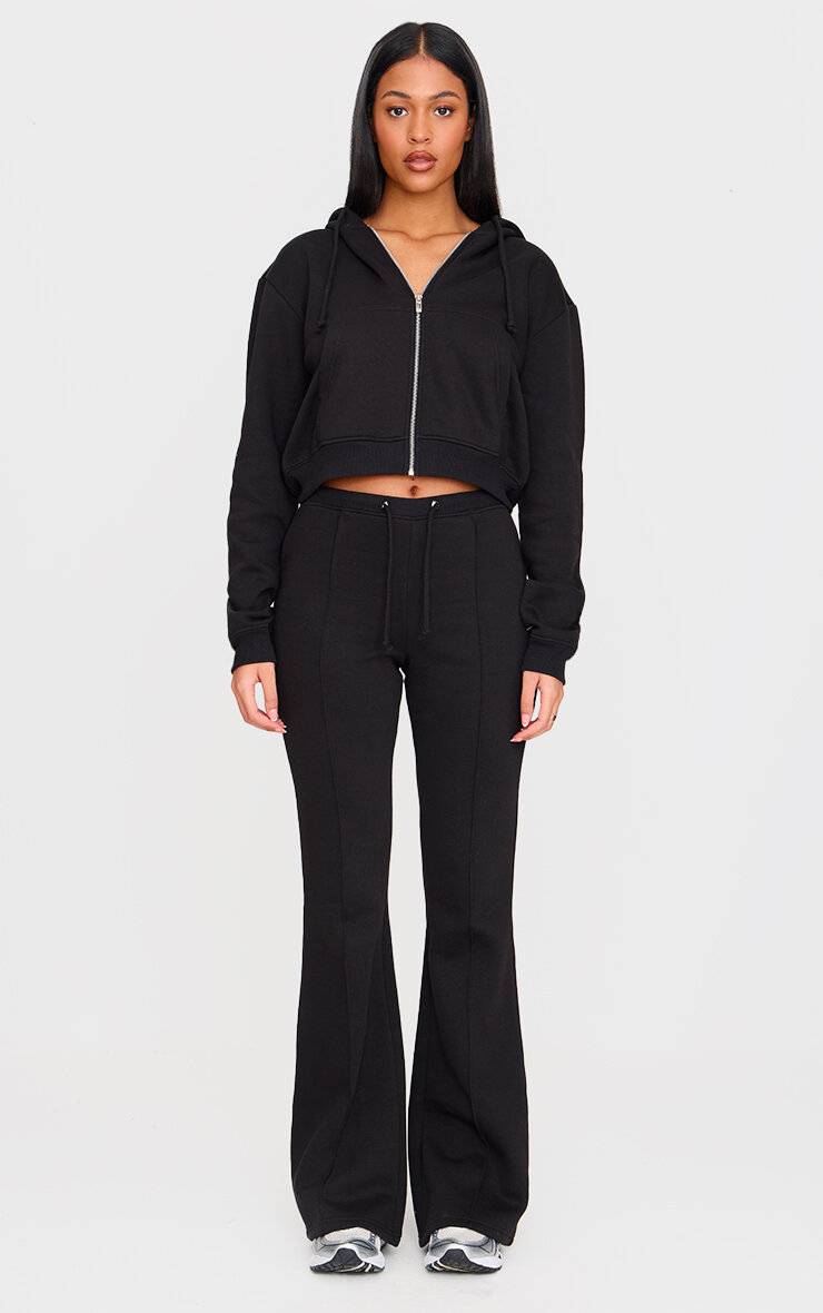 Noir Jogging Évasé Ajusté Avec Détails De Coutures Pour Femmes Grandes Tailles