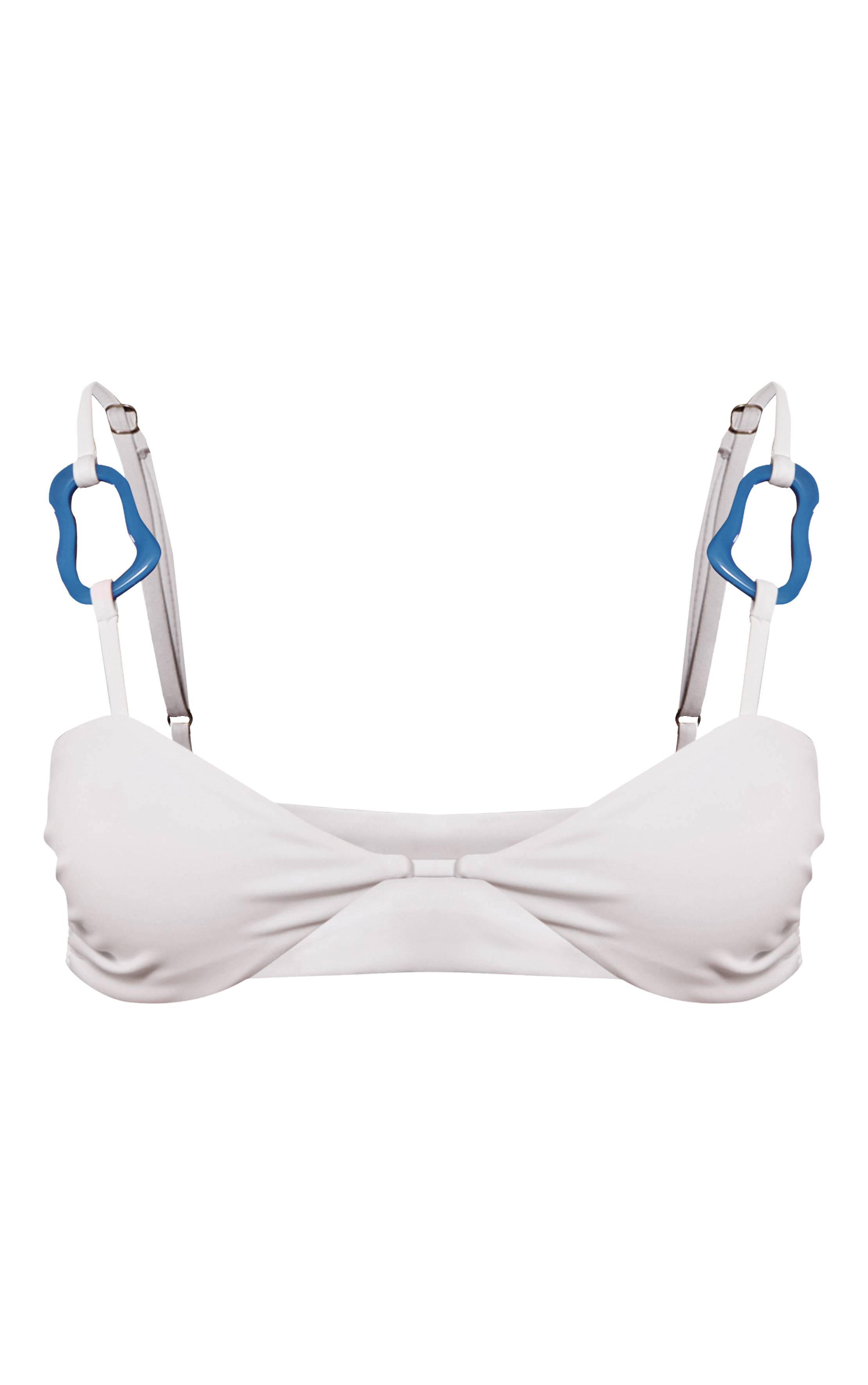 Blanc Haut De Bikini À Bretelles Avec Détail En Résine