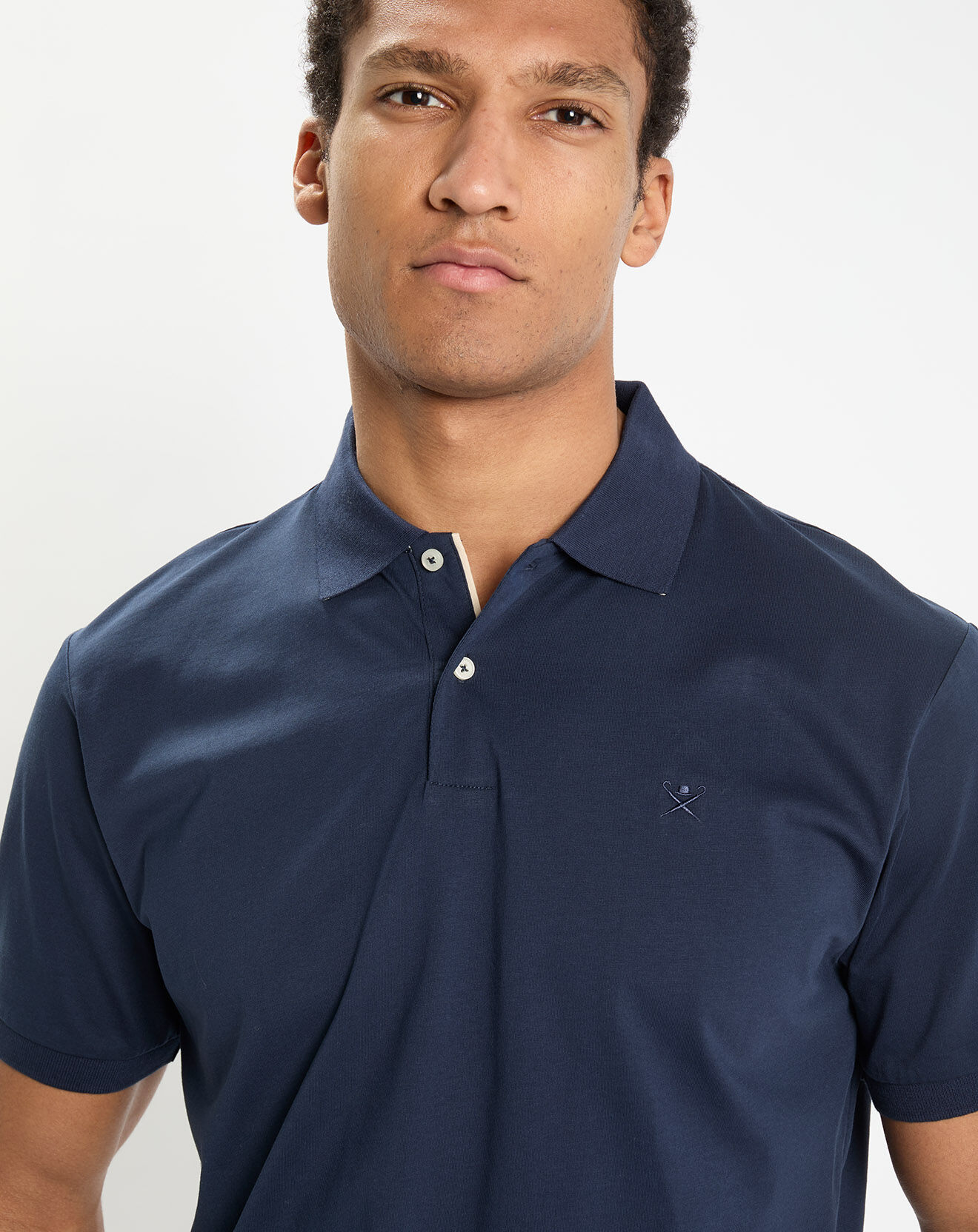 Hackett London Polo en Jersey Regular Fit uni Smart bleu marine