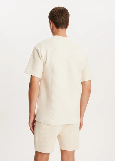T-shirt met structuur off-white (ECRU)