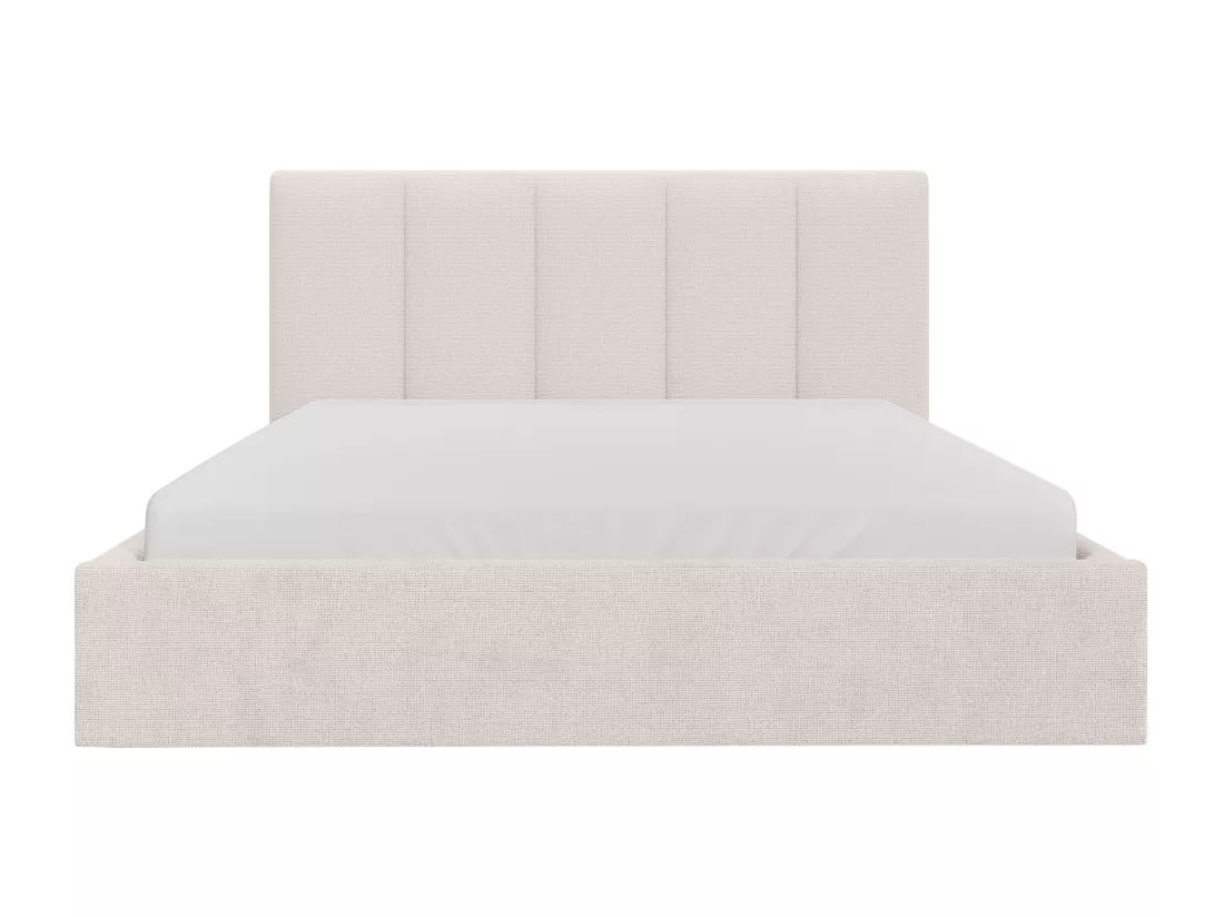 Lit coffre 160 x 200 cm avec tête de lit coutures verticales - Tissu - Beige - KILACLO