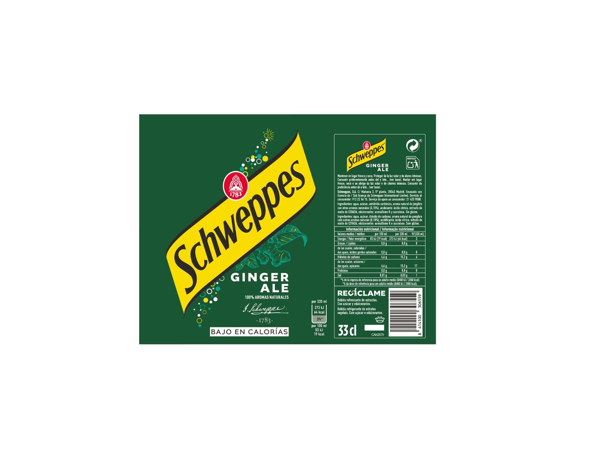 GINGER ALE SCHWEPPES LATA 0.33L