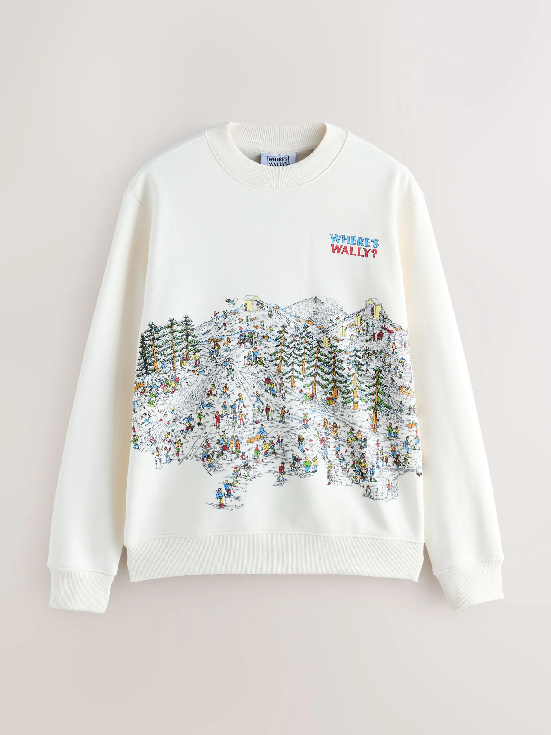 Ecru wit - Wheres Wally Christmas Licence Graphic Crew Sweatshirt