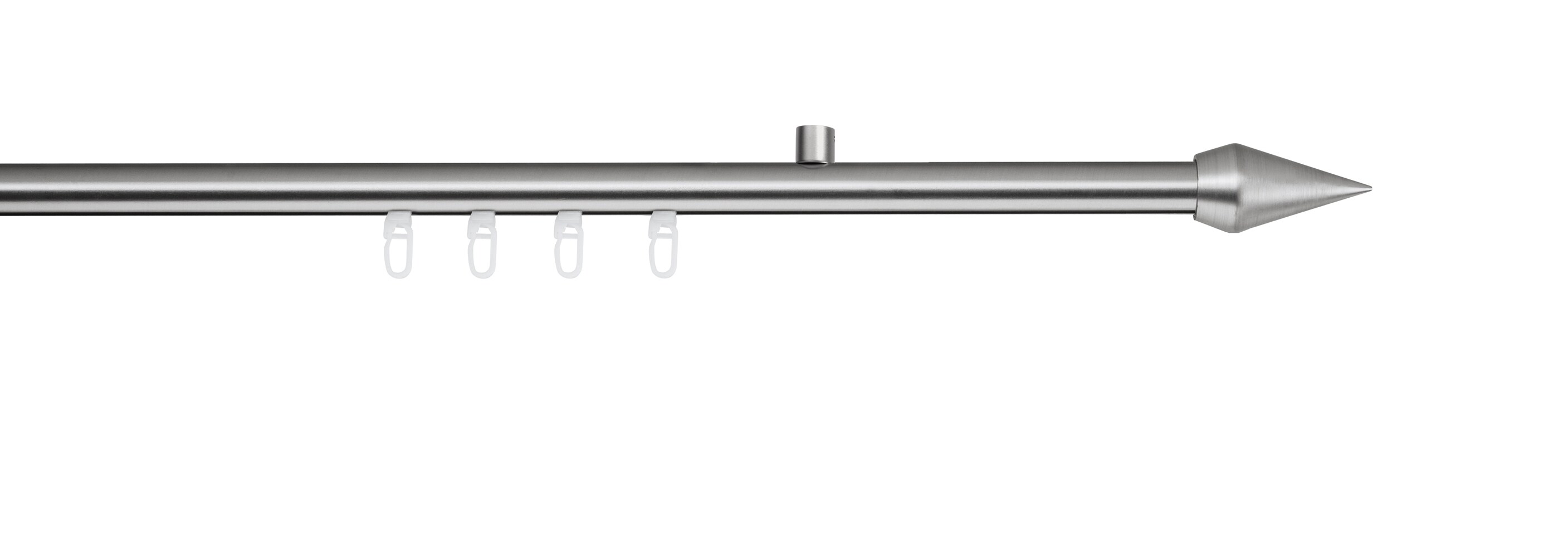 Ondeco Gardinenstange auf Maß Innenlauf 20mm Kegel 1-lauf Deckenträger 1,5cm mit Gleiter Farbe: Edelstahl-Optik, Größe: 100cm