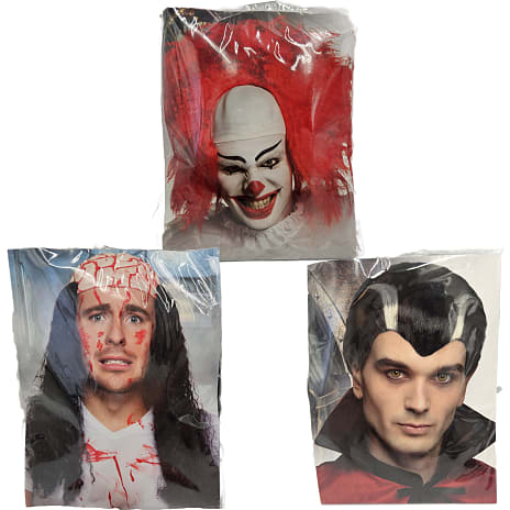 Halloween paryk - flere varianter - assorteret