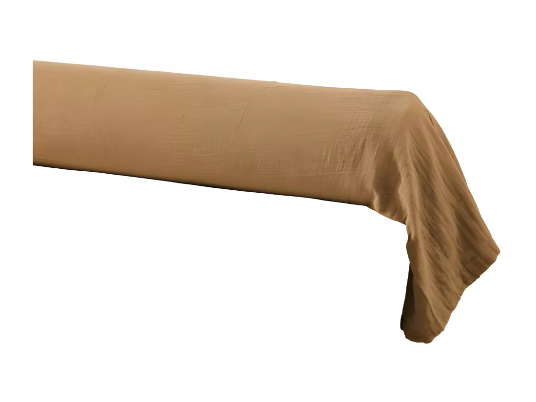 Housse de traversin L. 185 cm double gaze de coton camel - PEPA 3