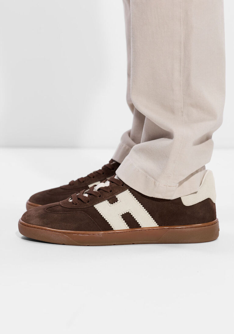 bruine hogan lage sneakers cool allacciato h