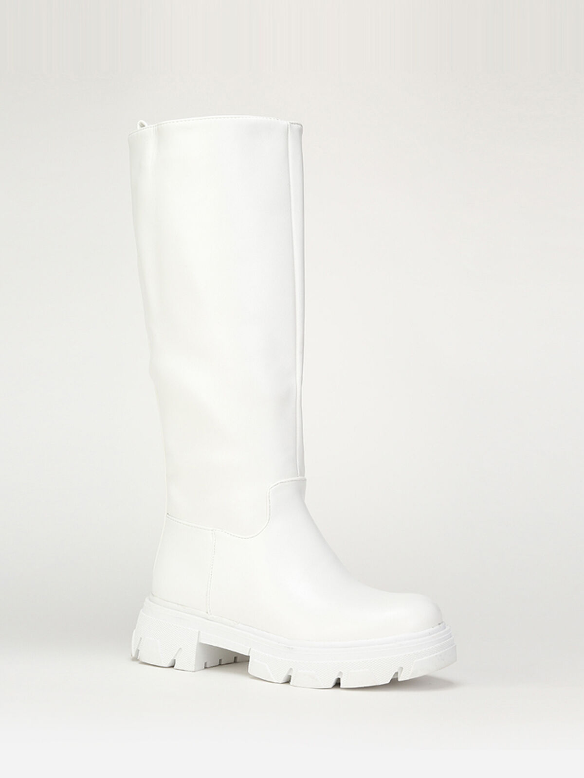 Bottes cavalières à semelle crantée- Blanc