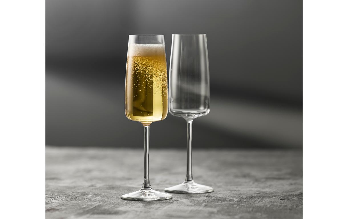 Champagnerglas Zero 4 Stück, 30 clSektgläser Set aus ultraklarem Kristallglas
