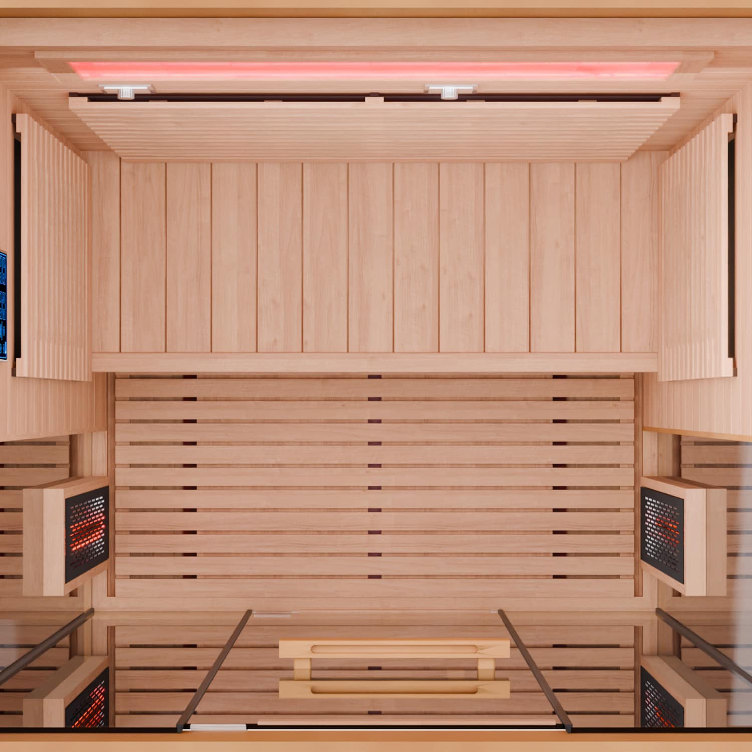 Dewello® Infrarotkabine Infrarotsauna KENORA 130x105 für 1-2 Personen aus Hemlockholz, Dual Therm