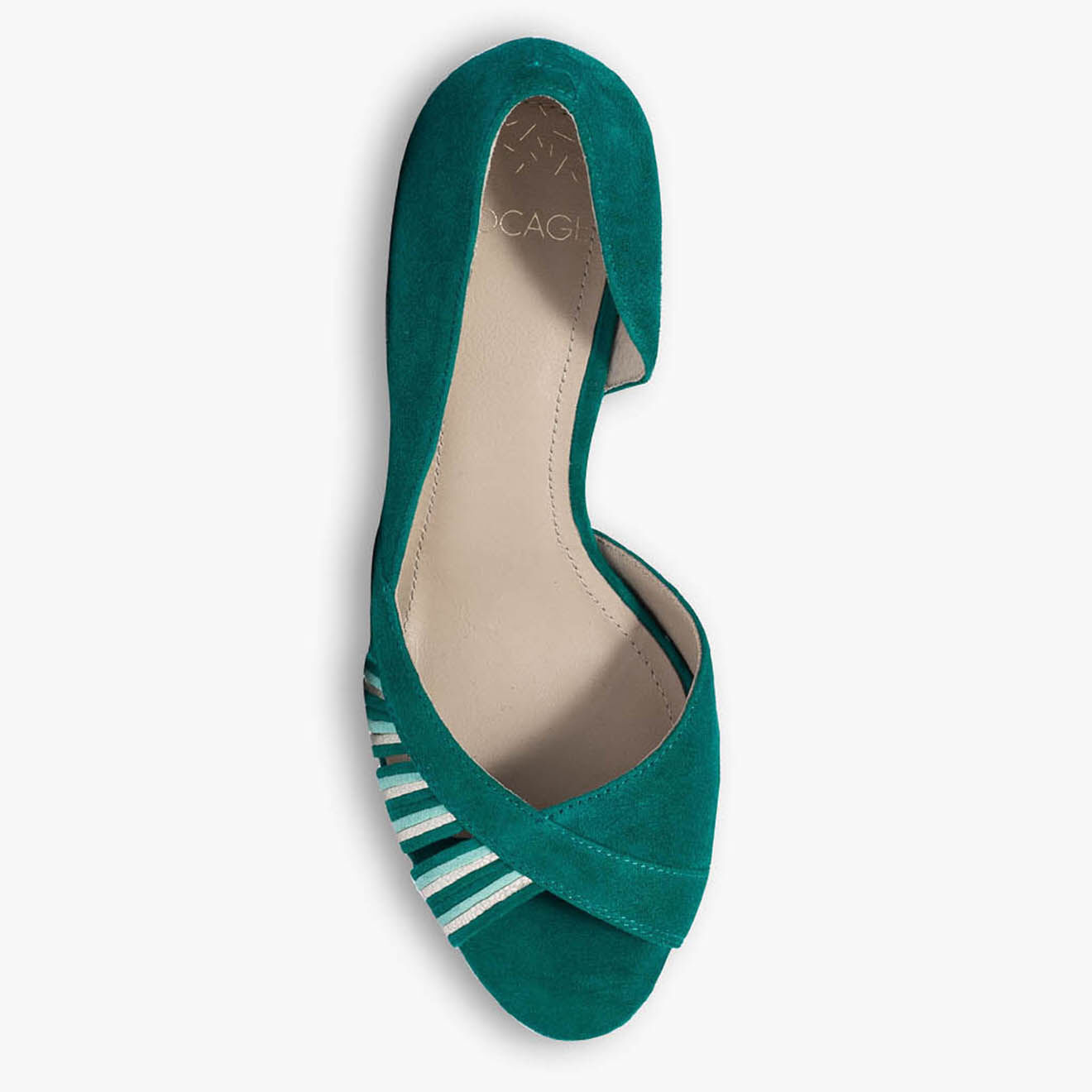 Bocage Escarpins en Velours de Cuir Delaware émeraude - Talon 8.5 cm