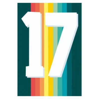 Age 17 Rainbow Blue Greetings Card
