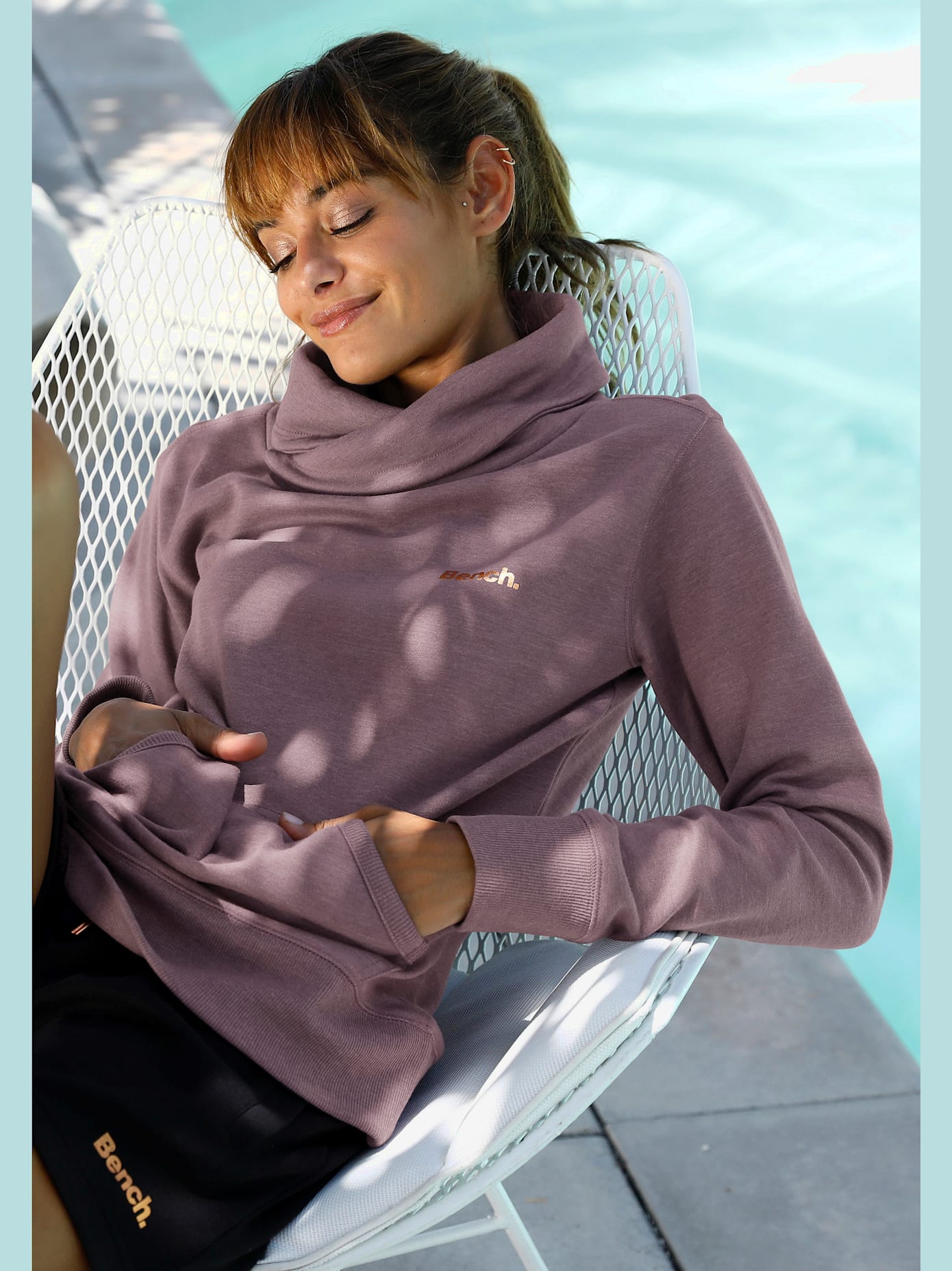 Sweatshirt long sweatshirt d'intérieur avec col à revers