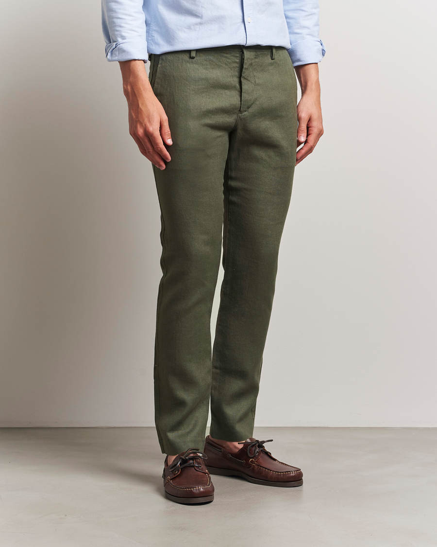 NN07 Theo Linen Trousers Croc Green