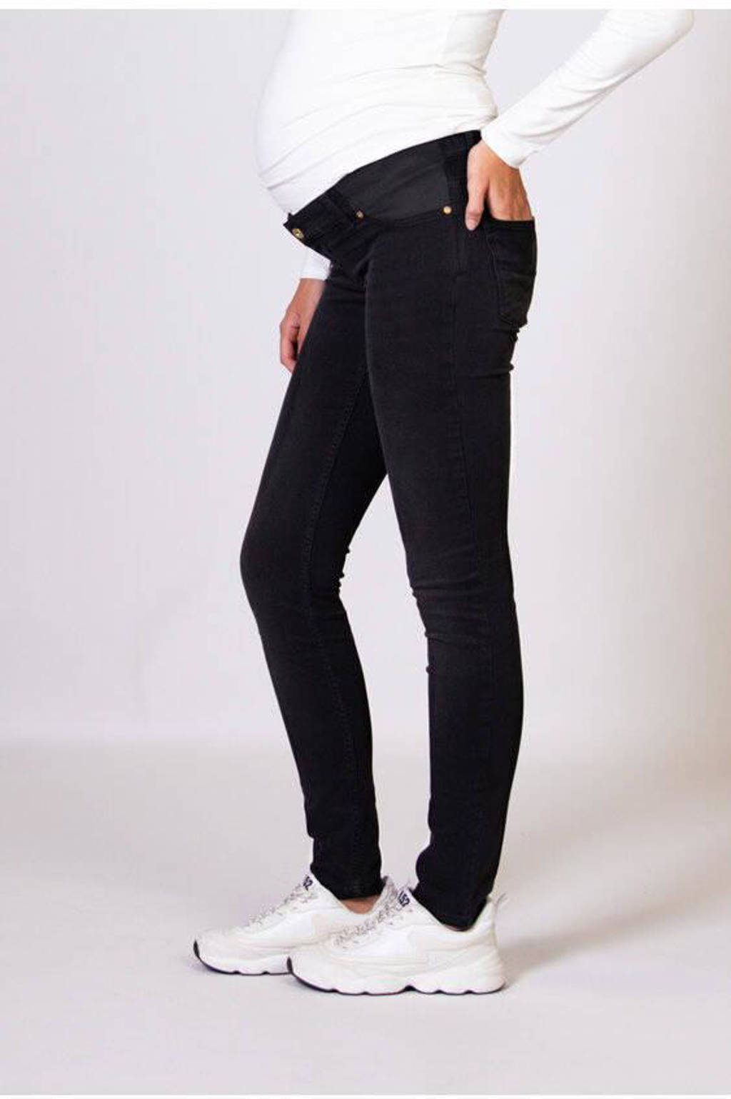 LOVE2WAIT low waist zwangerschaps skinny jeans charcoal