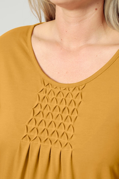 Tunikashirt, längerer Straight Fit, Raffung, 3/4-Ärmel