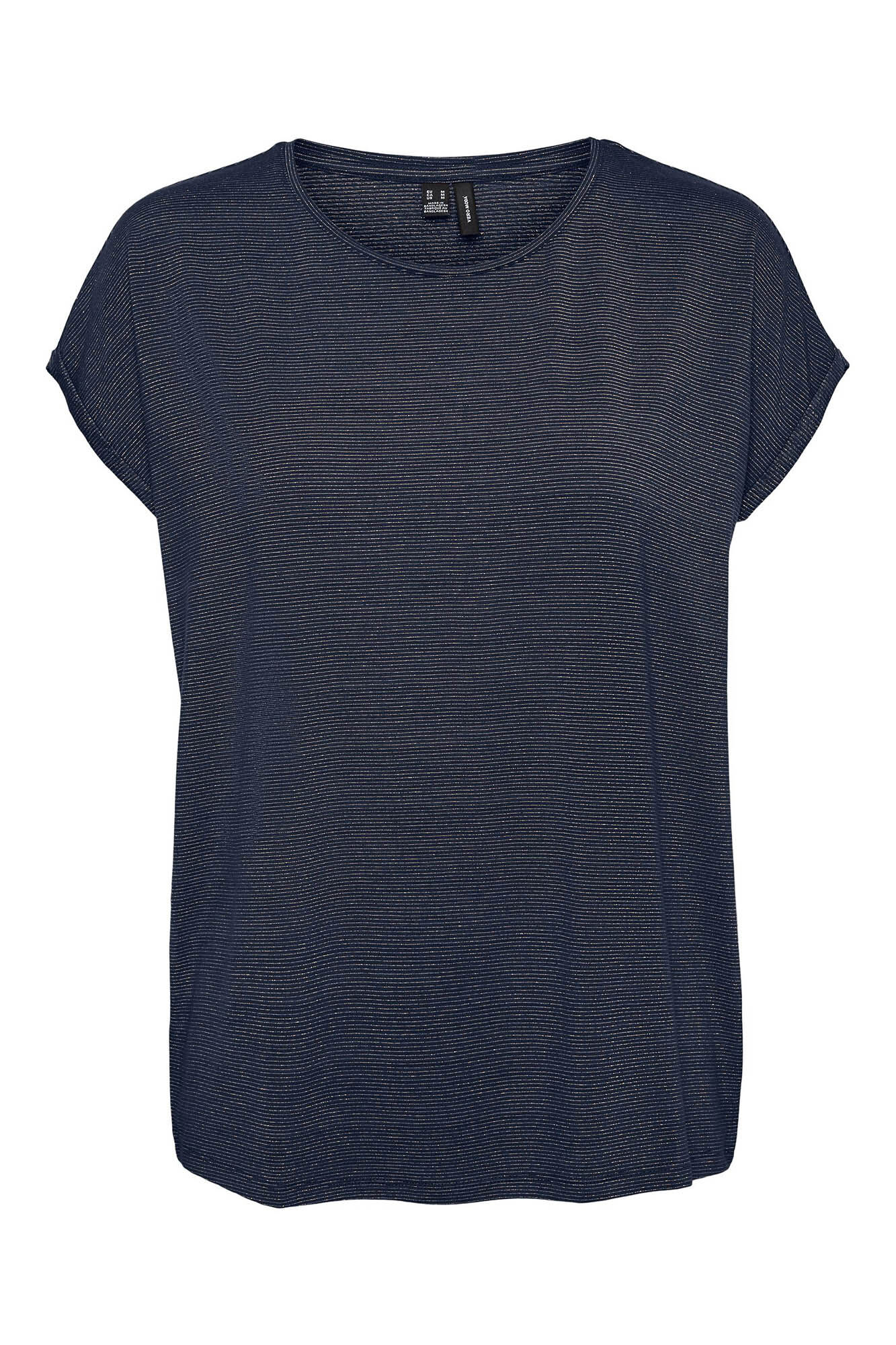 Camiseta básica em lurex - Azul marinho