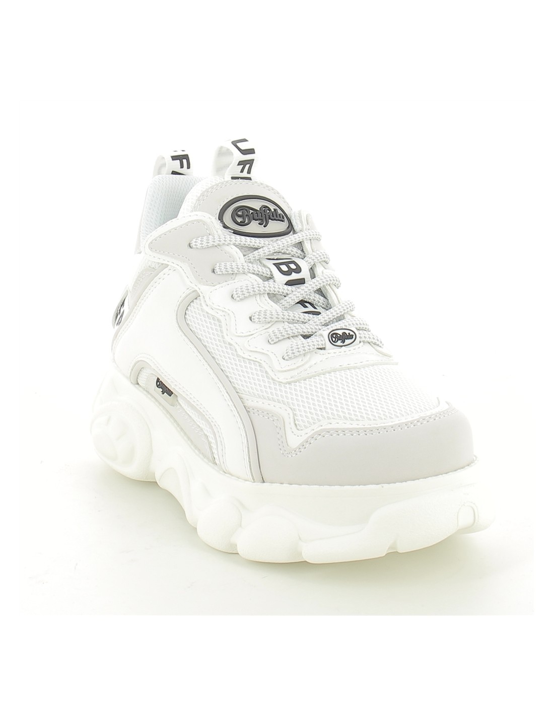 buffalo baskets compensées femme chai white imi suede/ mesh vegan