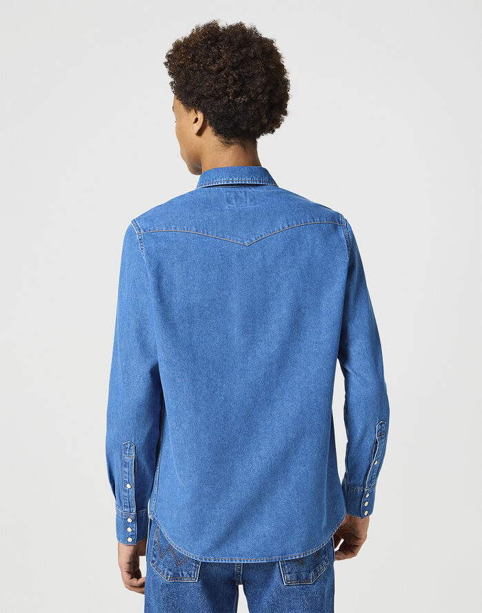Wrangler WESTERN SHIRT MIDSTONE Blå