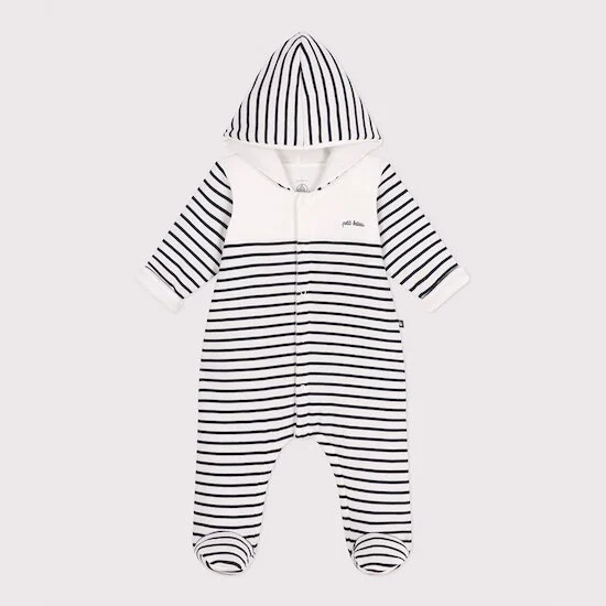 Combinaison ouatinée à capuche et pieds   Marinière        de               Petit Bateau