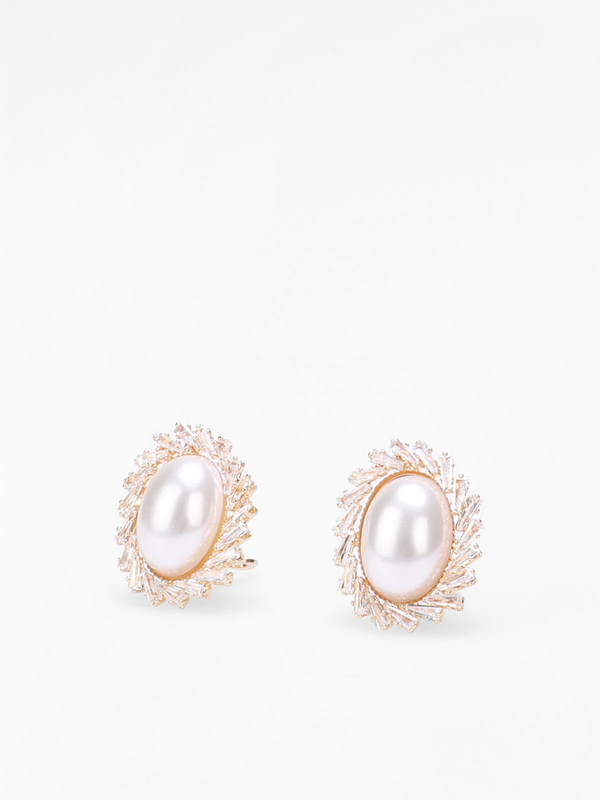 Boucles clip en perle à strass- Doré