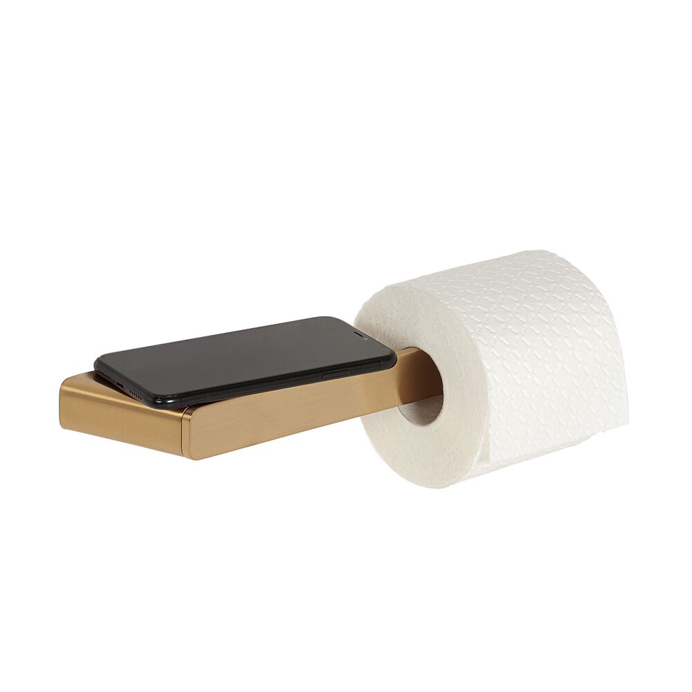 Geesa Shift toiletrolhouder zonder klep met planchet goud geborsteld