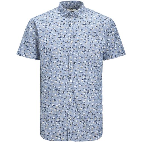 Jack & Jones - 12201980 JPRBLASUMMER BLACKPOOL SHIRT S/S SN FADED DENIM/SLIM F Azul