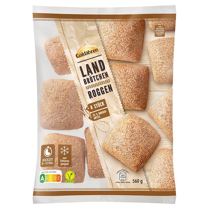 GOLDÄHREN Landbrötchen 0,56 kg, Roggen