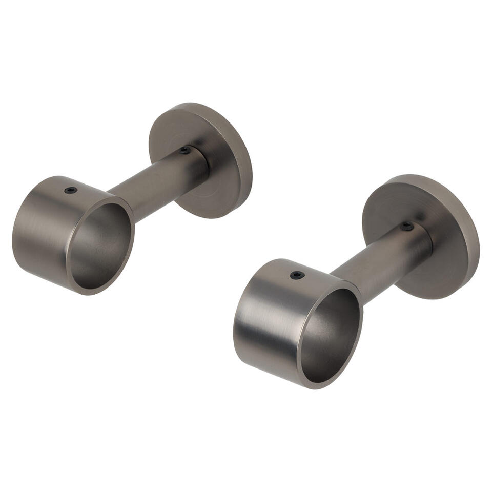 Plafondsteun gordijnroede 5cm - gun metal - Ø28mm - S/2 (2016381)