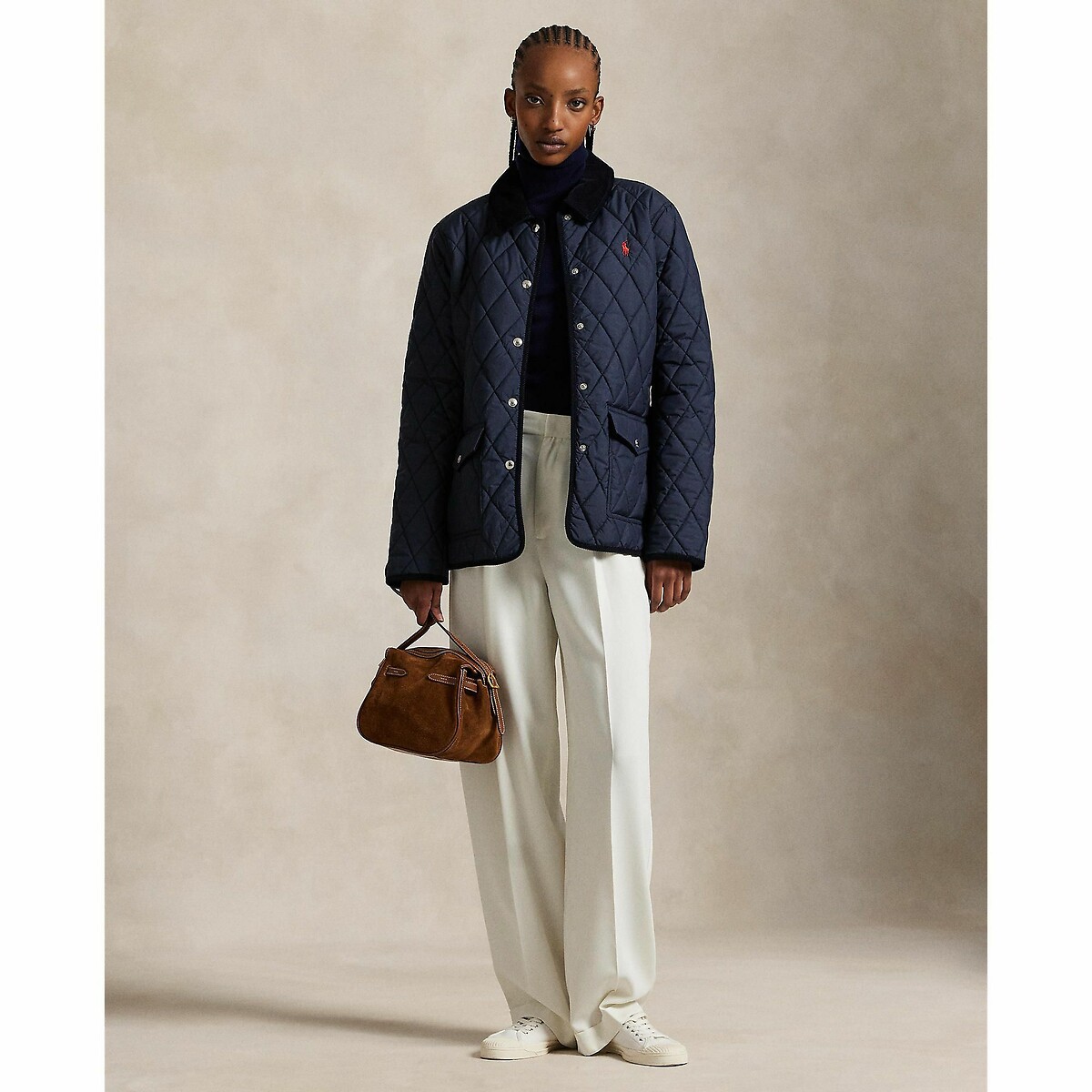 POLO RALPH LAUREN<br>Jaqueta fina acolchoada com estampa xadrez