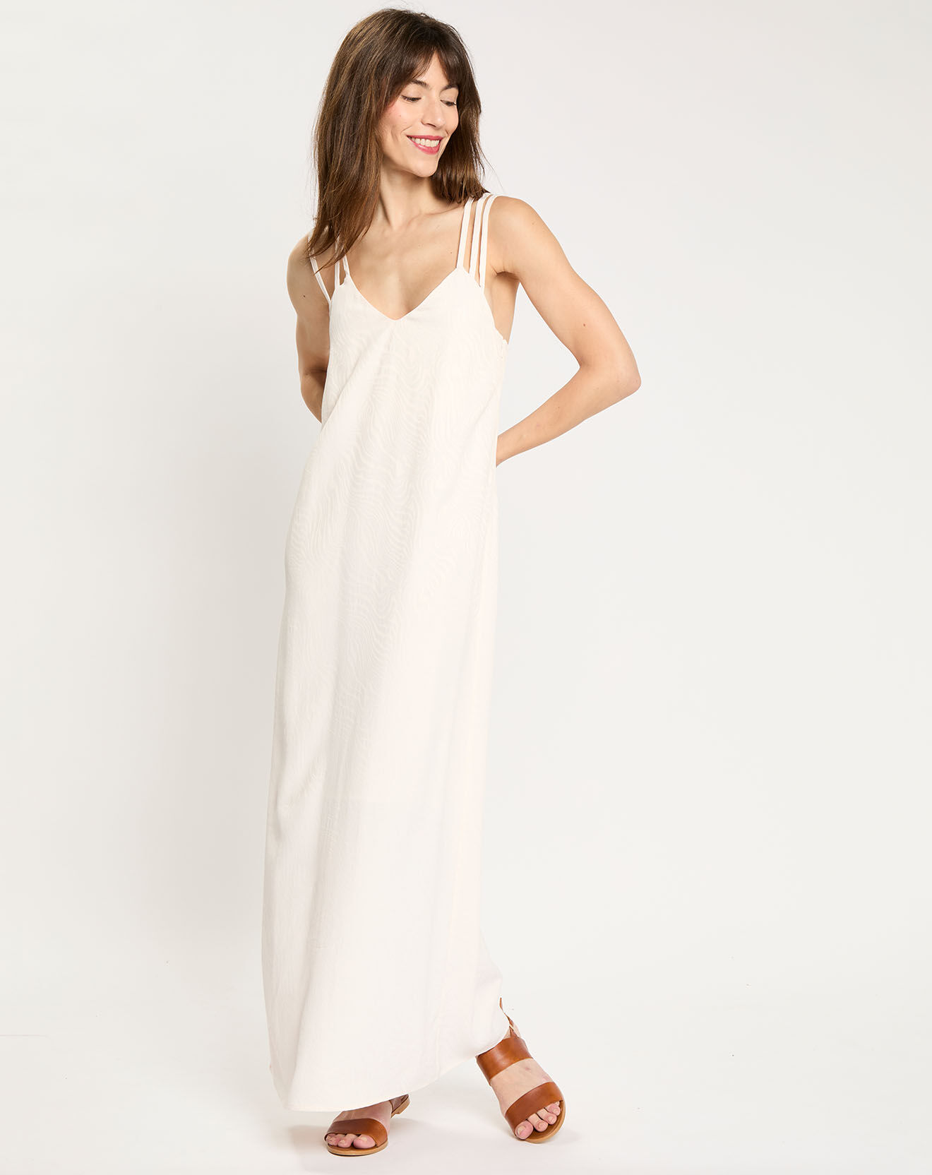Zapa Robe Rishan imprimée zèbre nude