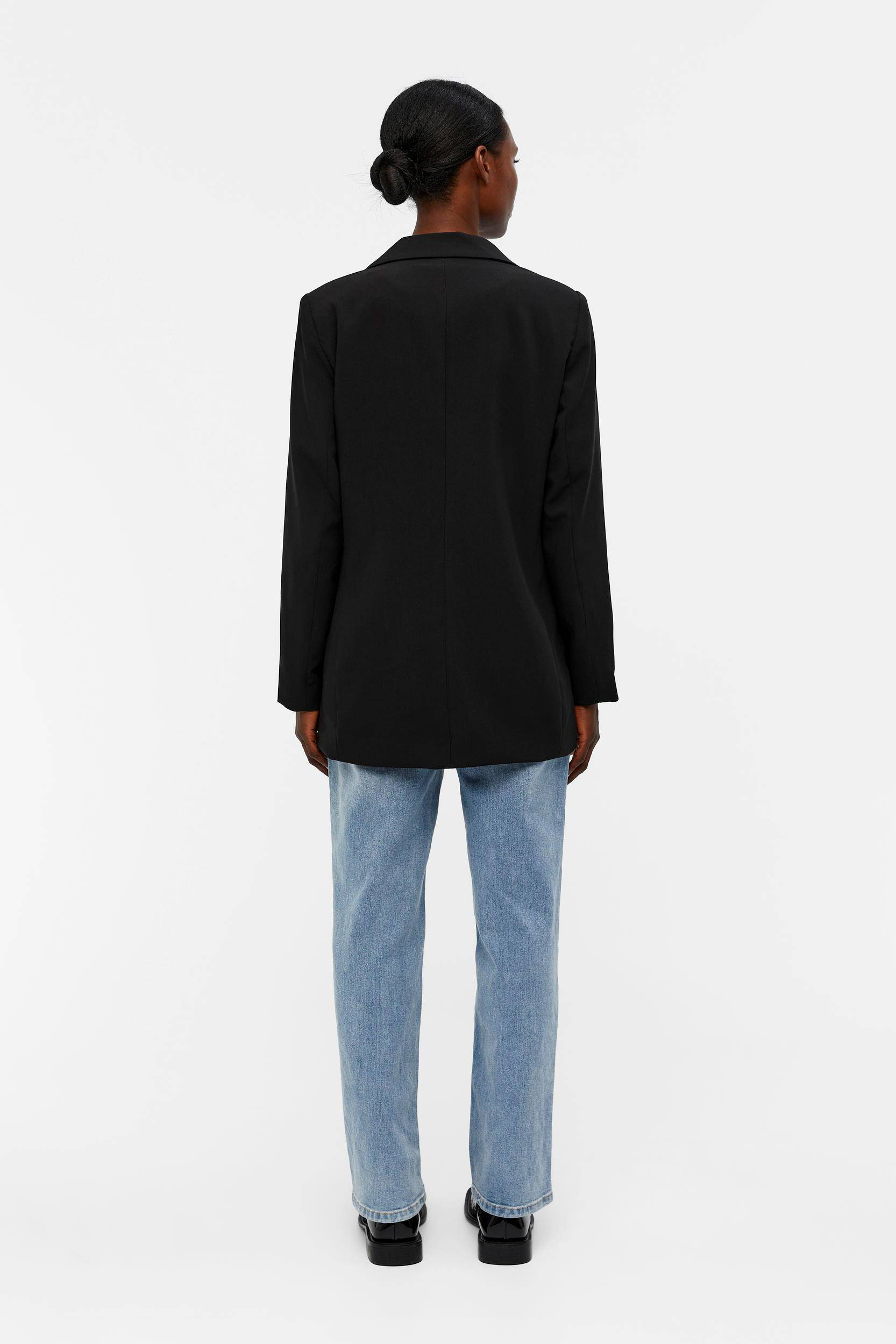 OBJECT rechtvallende blazer OBJSIGRID van polyester zwart