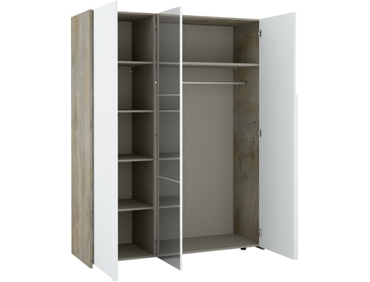 SCIAE - Armoire PRADO blanc-bois armoire 3 portes ouvrantes