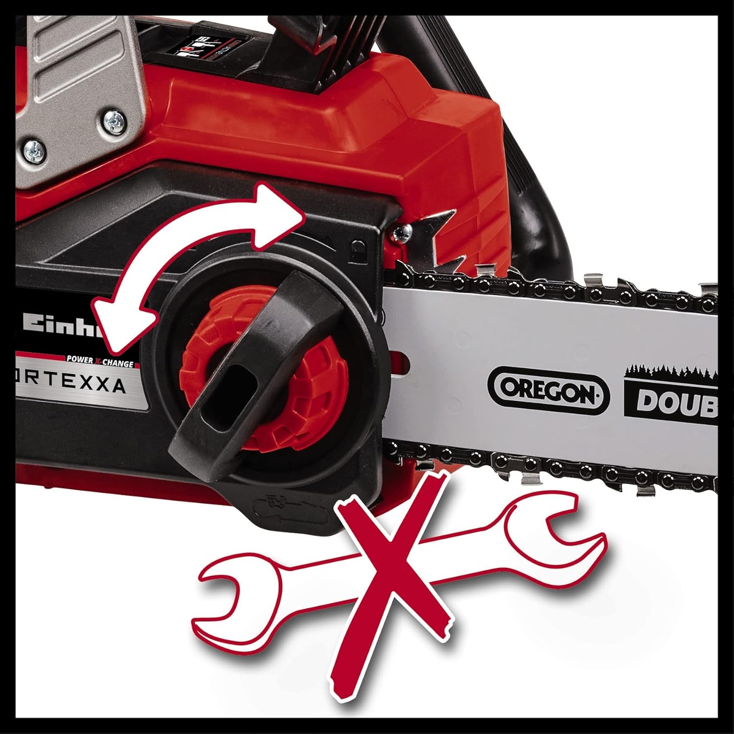 Einhell Akku-Kettensäge FORTEXXA 18/30 Power X-Change (18V, Brushless, 30 cm Schwert, max. 4.300 min-1, inkl. 5,2 Ah Akku und Fastcharger)