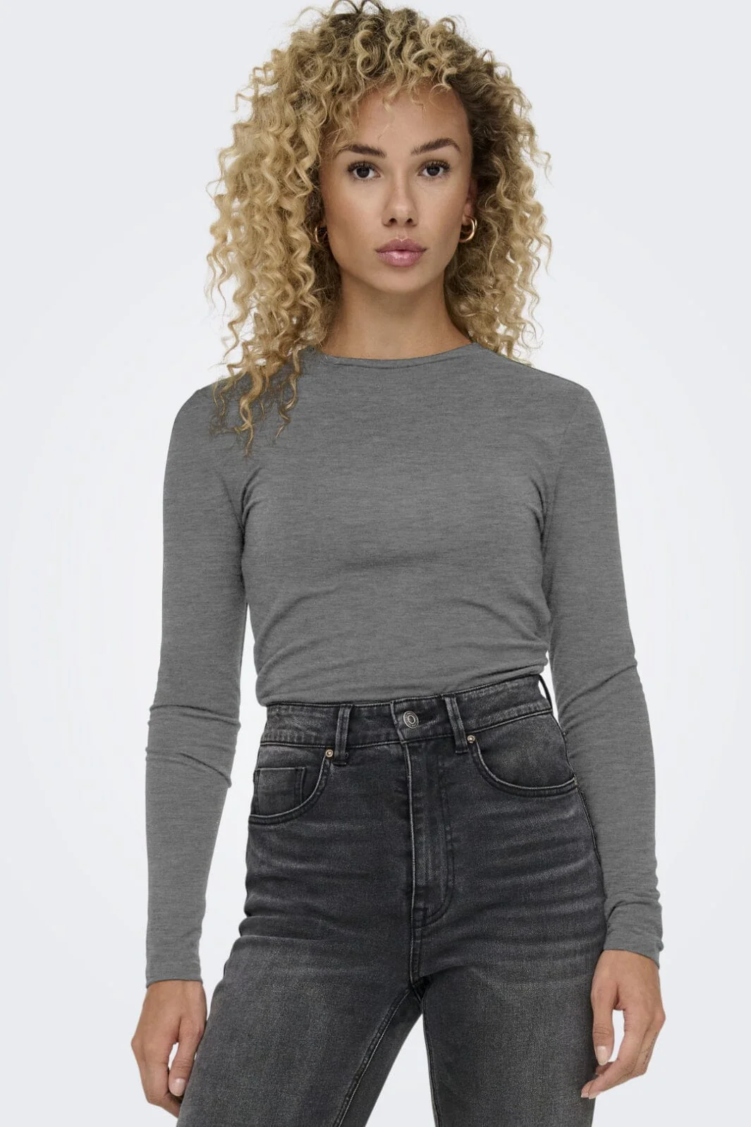 Only Onlsia L/S O-Neck Top Box 4674042 medium grey melange